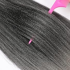 8 Packs Pre Stretched Braiding Hair, 20 Inch Braiding Hair Pre Stretched Yaki Texture, Hot Water Setting, Easy To Install Professional Synthetic Ombre Braiding Hair(20in,1B/Silver)