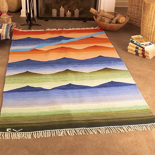 Miniatura 4 de NOVICA Alfombra de lana multicolor (4' x 6'), Sunset'