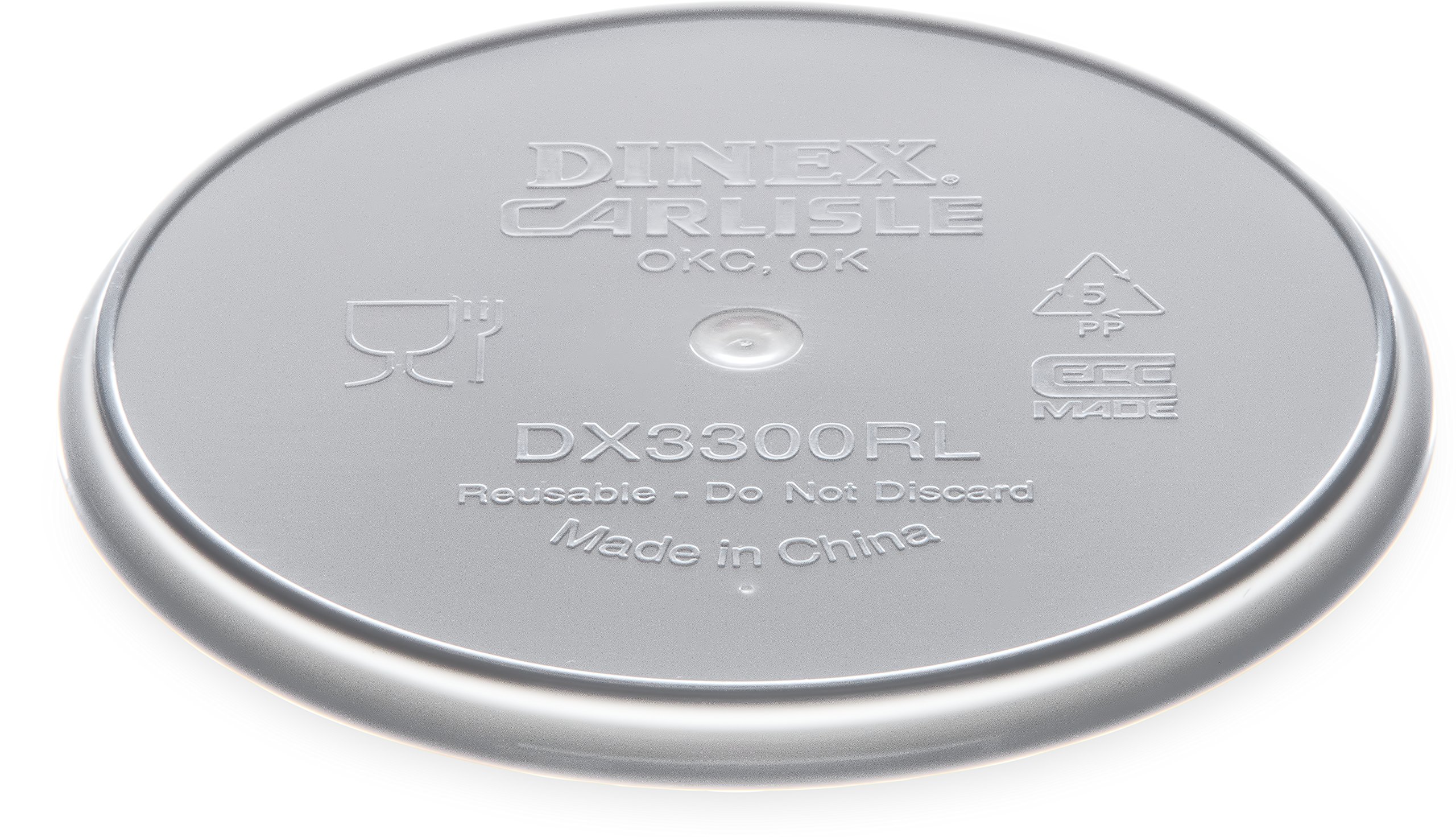 Dinex DX3300RL Turnbury Polystyrene Reusable Flat Lid, 4-3/8" Diameter, Translucent, For 9oz Bowl (Case of 250)