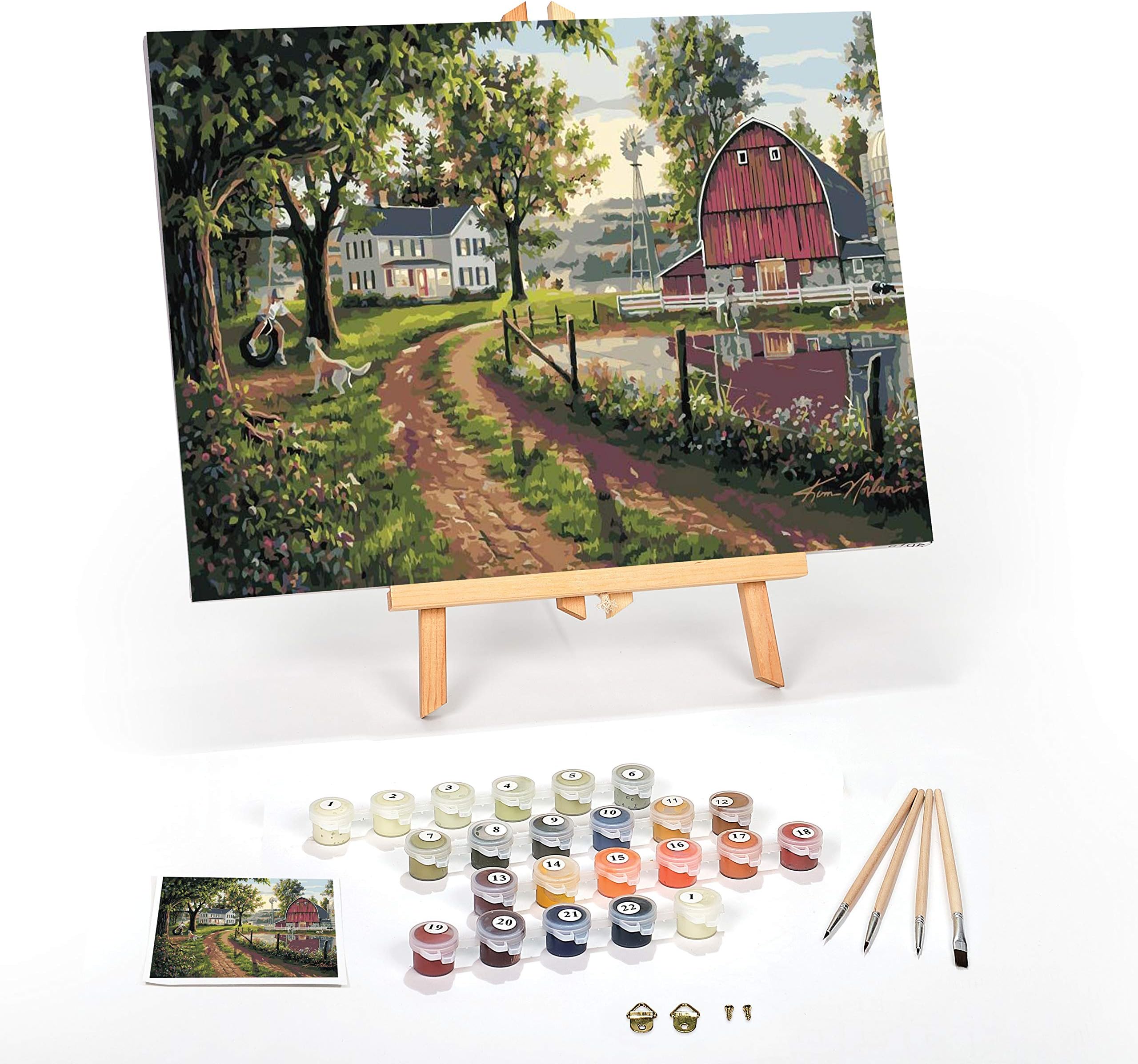 Ledgebay Paint by Numbers for Adults: Beginner to Advanced Number Painting Kit - Fun DIY Adult Arts and Crafts Projects - Kits Include (The Road Home, 12" x 16" Framed)