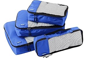 Amazon Basics 4-Piece Packing Cubes Travel Organizer Zipper Cubes Set