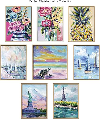 Miniatura 3 de Kate and Laurel Sylvie Come Sail Away - Lienzo enmarcado para pared, diseño de Rachel Christopoulos, 18 x 24 pulgadas, arte costero natural y