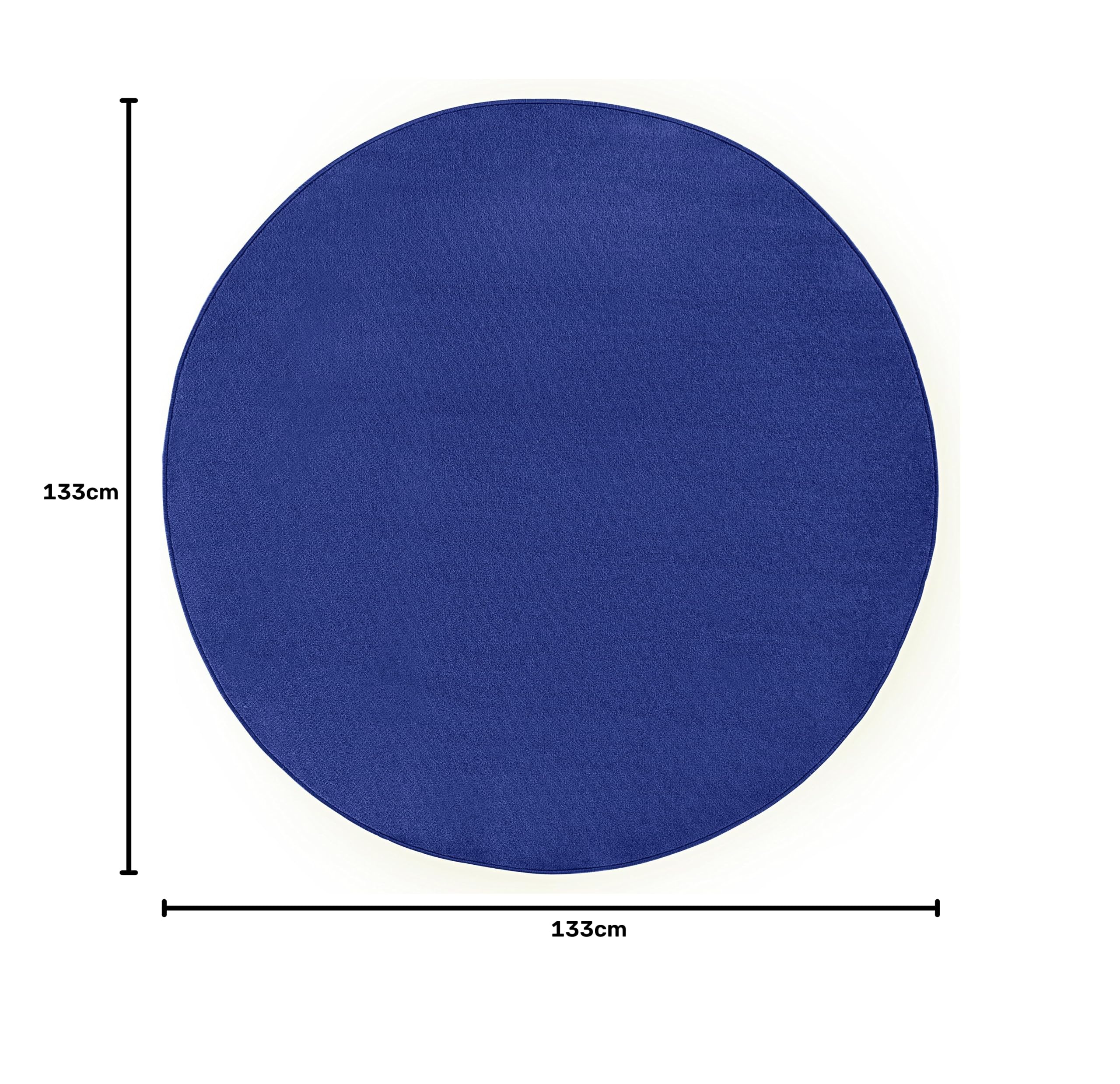HANSE Home Tapis Fancy Rond - Tapis de Salon uni Moderne en Velours pour Salle à Manger, Salon, Chambre d'enfant, Couloir, Chambre à Coucher, Cuisine - Bleu, Ø 133 cm