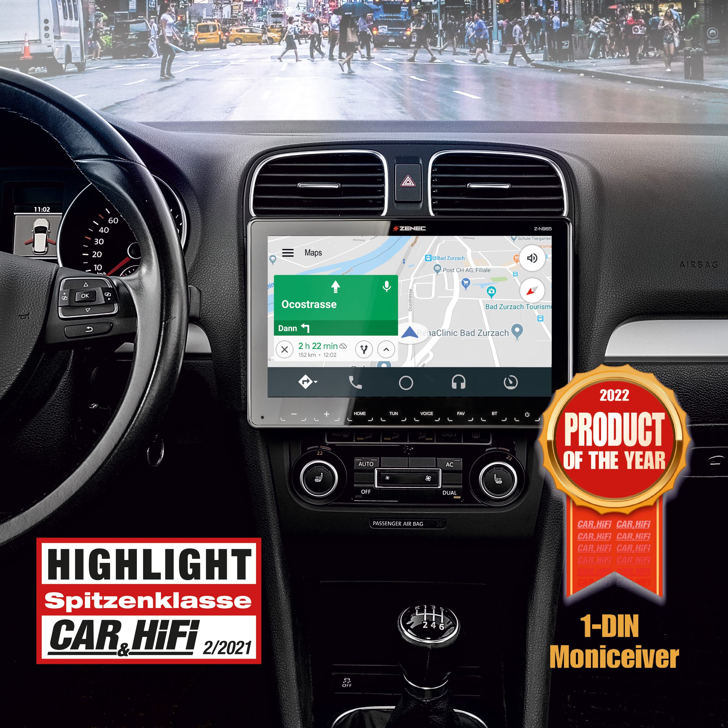 Zenec Z-N965 | 9 Zoll - 1-DIN Radio Dab+ INFOTAINER Bluetooth Apple CarPlay AndroidAuto Spotify Autoradio