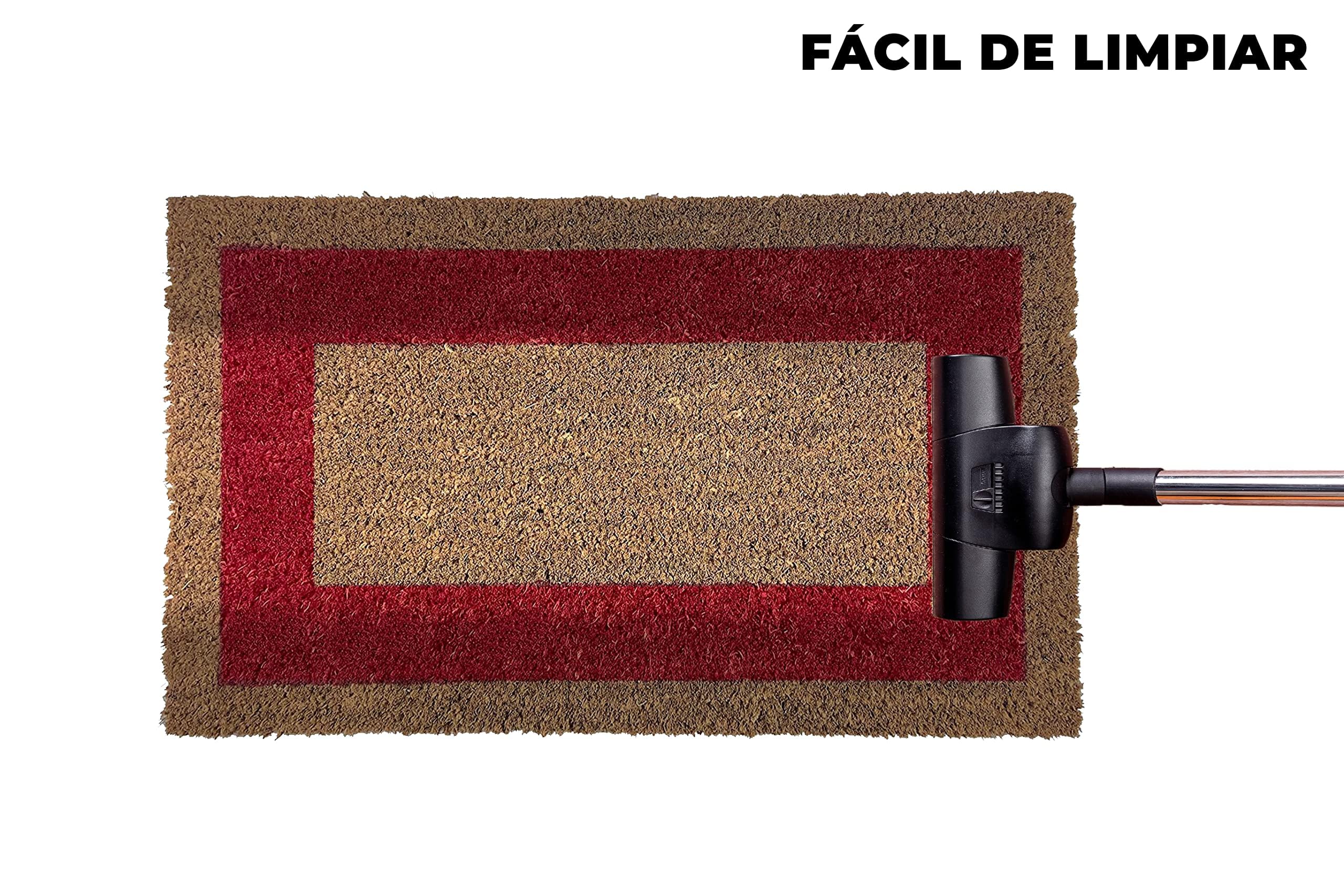 LUCA HOME - Felpudo Entrada casa - Felpudo Fibra de Coco Natural Antideslizante - Original y Elegante - Exterior e Interior - Resistente para hogar, Oficina, terraza y jardín (Rojo, 80 x 140 cm)