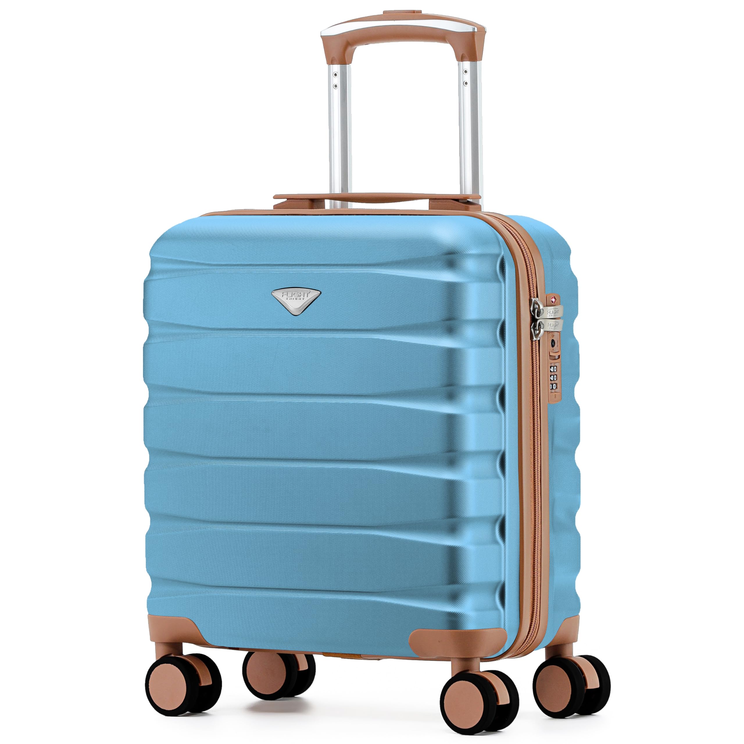 Flight Knight Underseat Cabin Suitcase 45x36x20cm | Free Hand Luggage for EasyJet & Wizz Air | Lightweight ABS Hard Shell with 8 Silent-Glide Spinner Wheels | Max Space Travel Bag