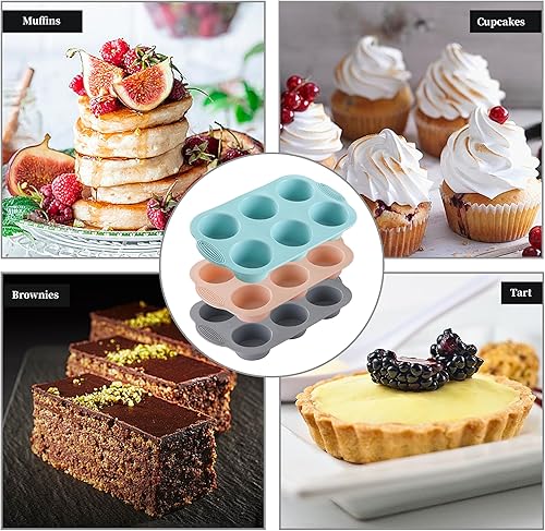 Miniatura 4 de Molde de silicona para magdalenas, moldes de silicona de grado alimenticio para hornear magdalenas y cupcakes, molde antiadherente para 6 tazas,