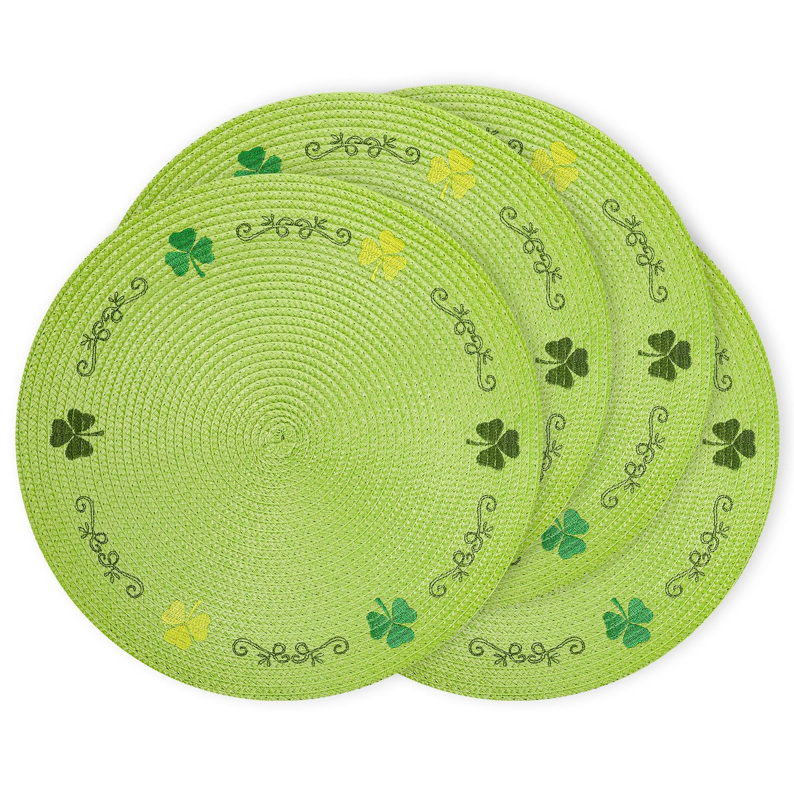 Sets de table Saint-Patrick trèfle vert faciles à nettoyer