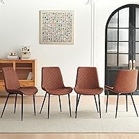 Vista 1 de Dining Chairs Set of 4, Modern Kitchen & Dining Room Chairs, Upholstered PU Leather Cushion Seat and Sturdy Metal Legs Reception Chairs for Living