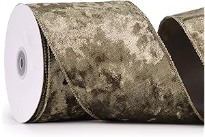 MAYREEL Green Crushed Velvet Ribbon Wired 4" x 10 Yards Extra Wide Christmas Ribbon