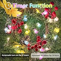 Vista 171 de Paquete de 2 guirnaldas de luces LED, funcionan con pilas, 5 m, 50 luces intermitentes, temporizador, impermeables, para habitaciones, bodas