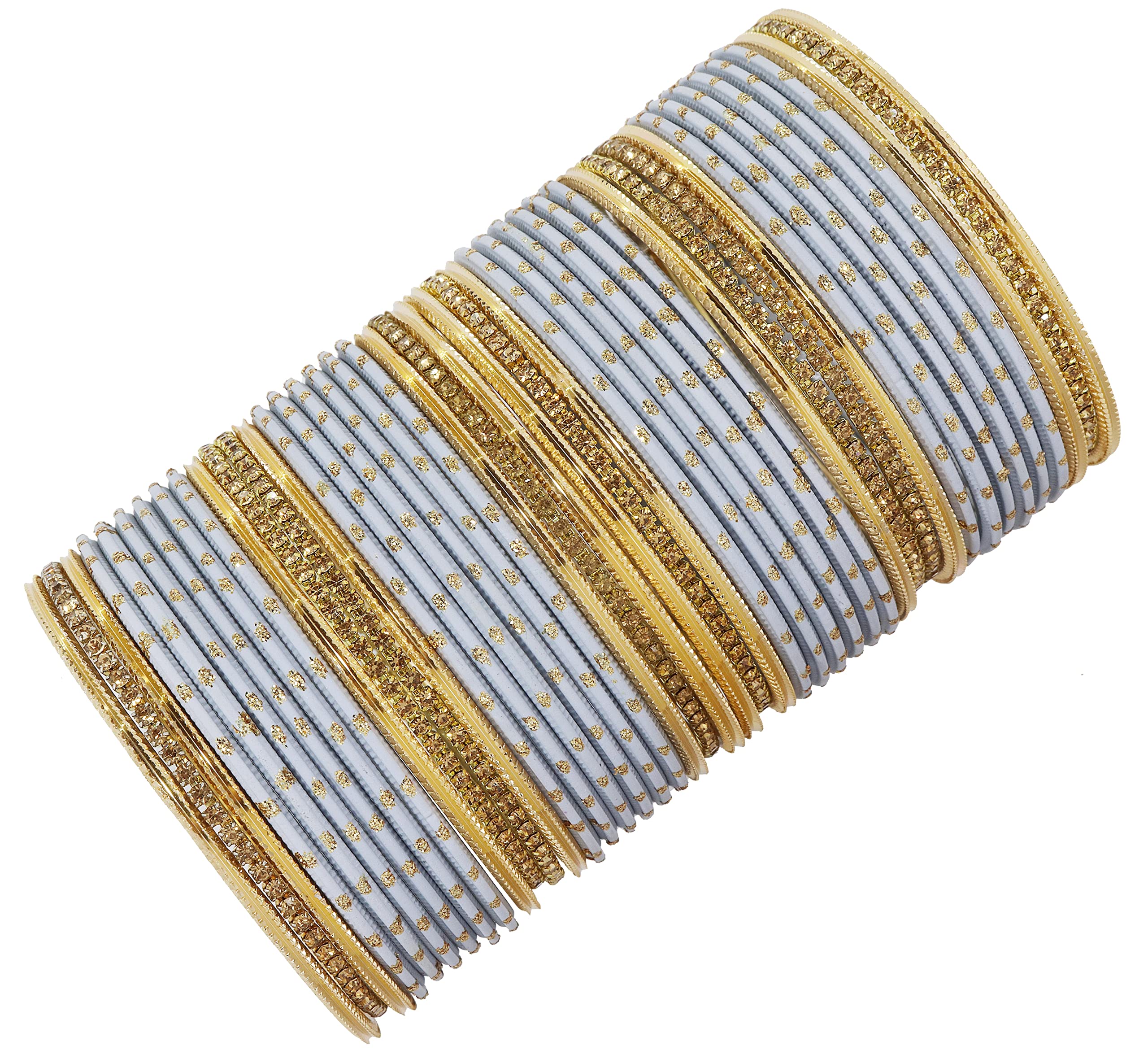NMII Non-Precious Metal Base Metal with Zircon Gemstone Studded worked Spread with Glitter Glossy Finished Bangle Set For Women and Girls, (Grey_2.6 Inches), Pack Of 44 Bangle Set (B09V4YRRNC) Amazon Price History, Amazon Price Tracker