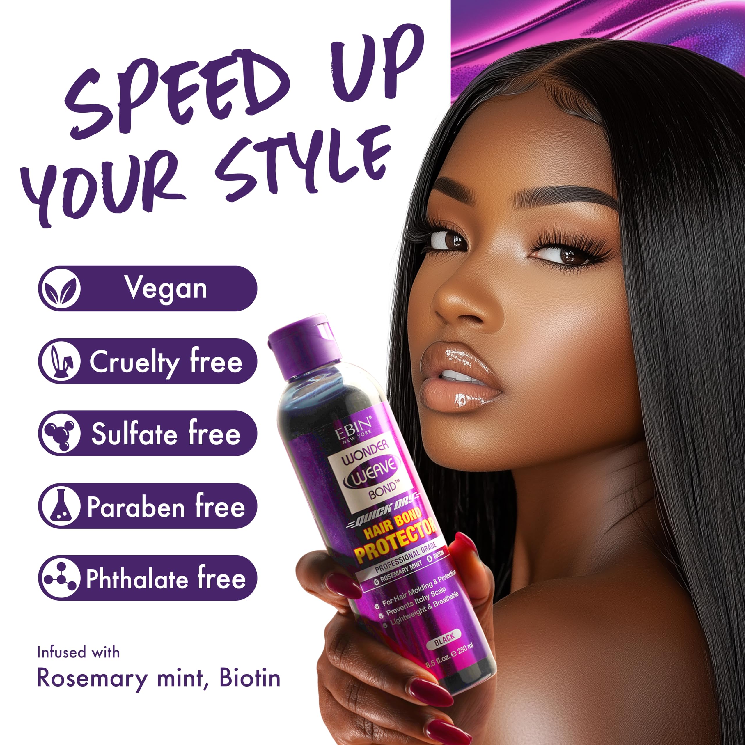 Wonder Weave Bond Hair Bond Protector - Black 8.5 fl.oz(250ML), Purple, 250 ml (Pack of 1) - Image 3