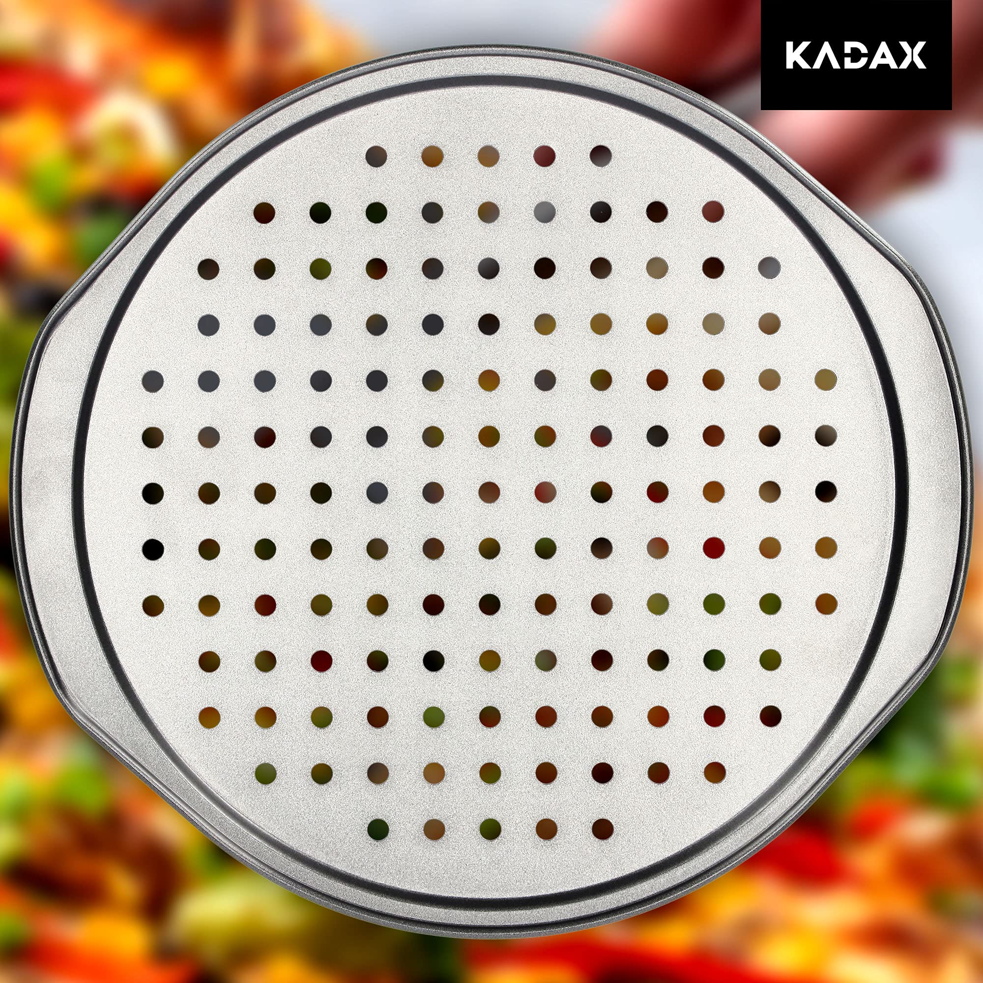 Plaque à Pizza Perforée KADAX 33 Cm - Revêtement Antiadhésif, Poignées Confortables, Pour Four - 2