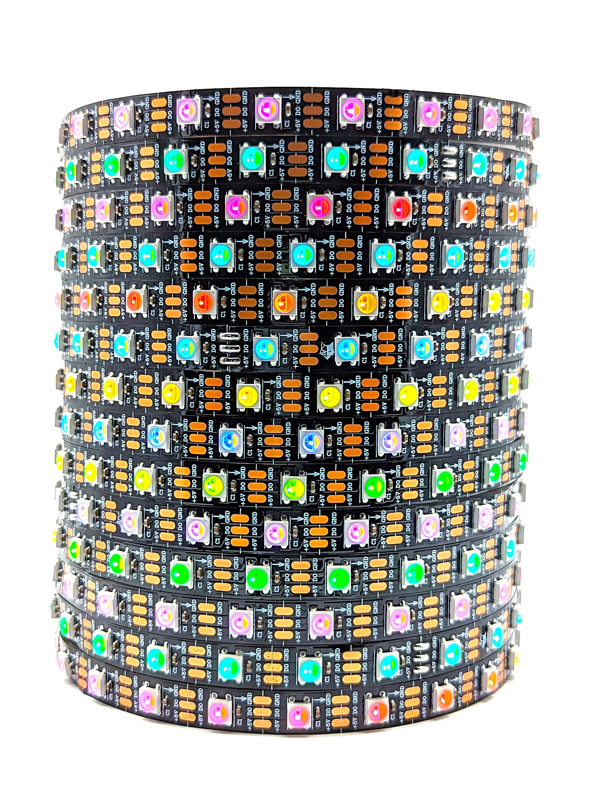 Tira de luz LED direccionable individualmente, RGBW RGBCW, SK6812, rollo de 5 m, 60 píxeles por metro, 150 en total, PCB negro, 5 V CC, IP20