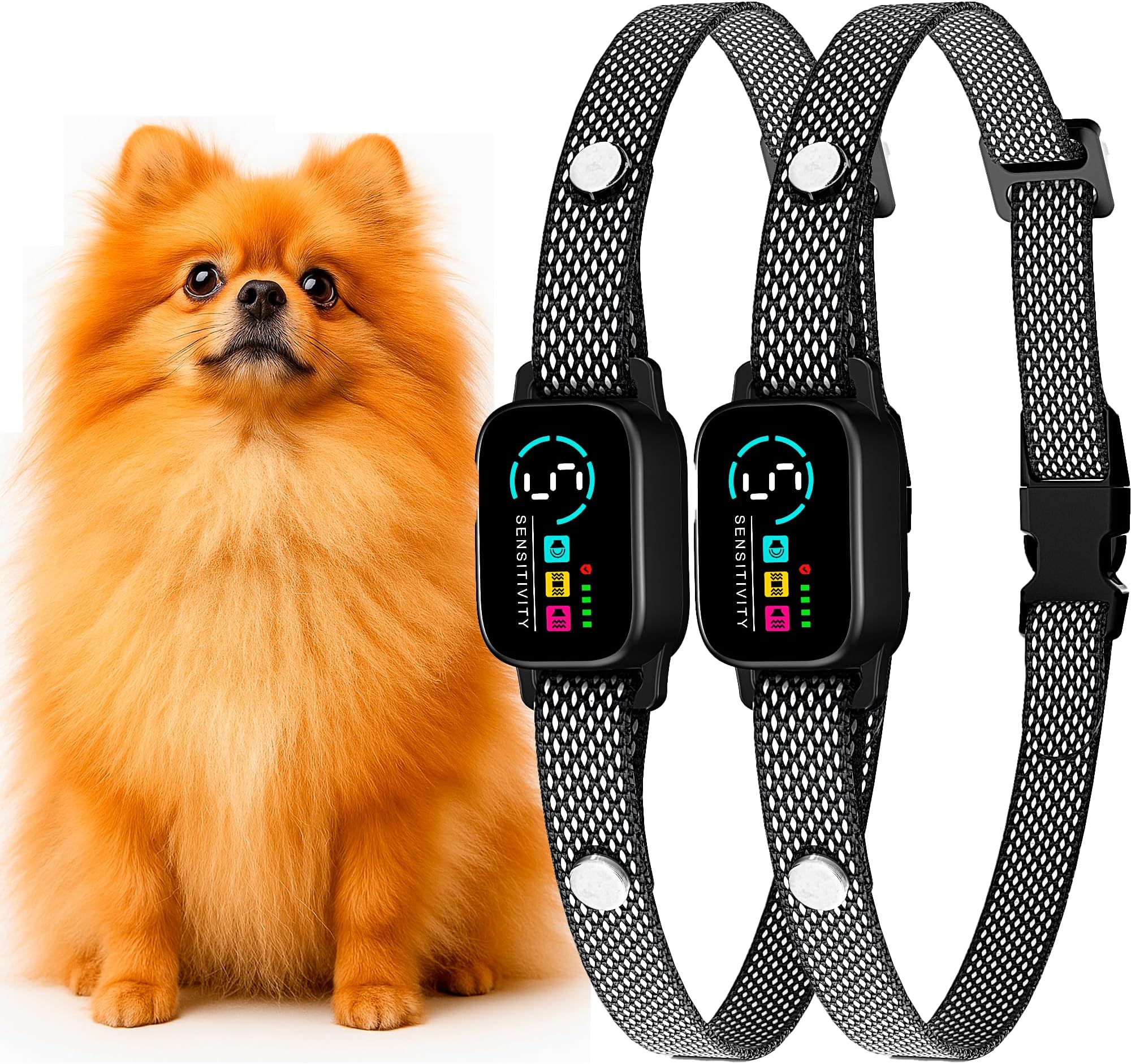 Dog Bark Control Collar, 2-Pack, Training Device (Black)