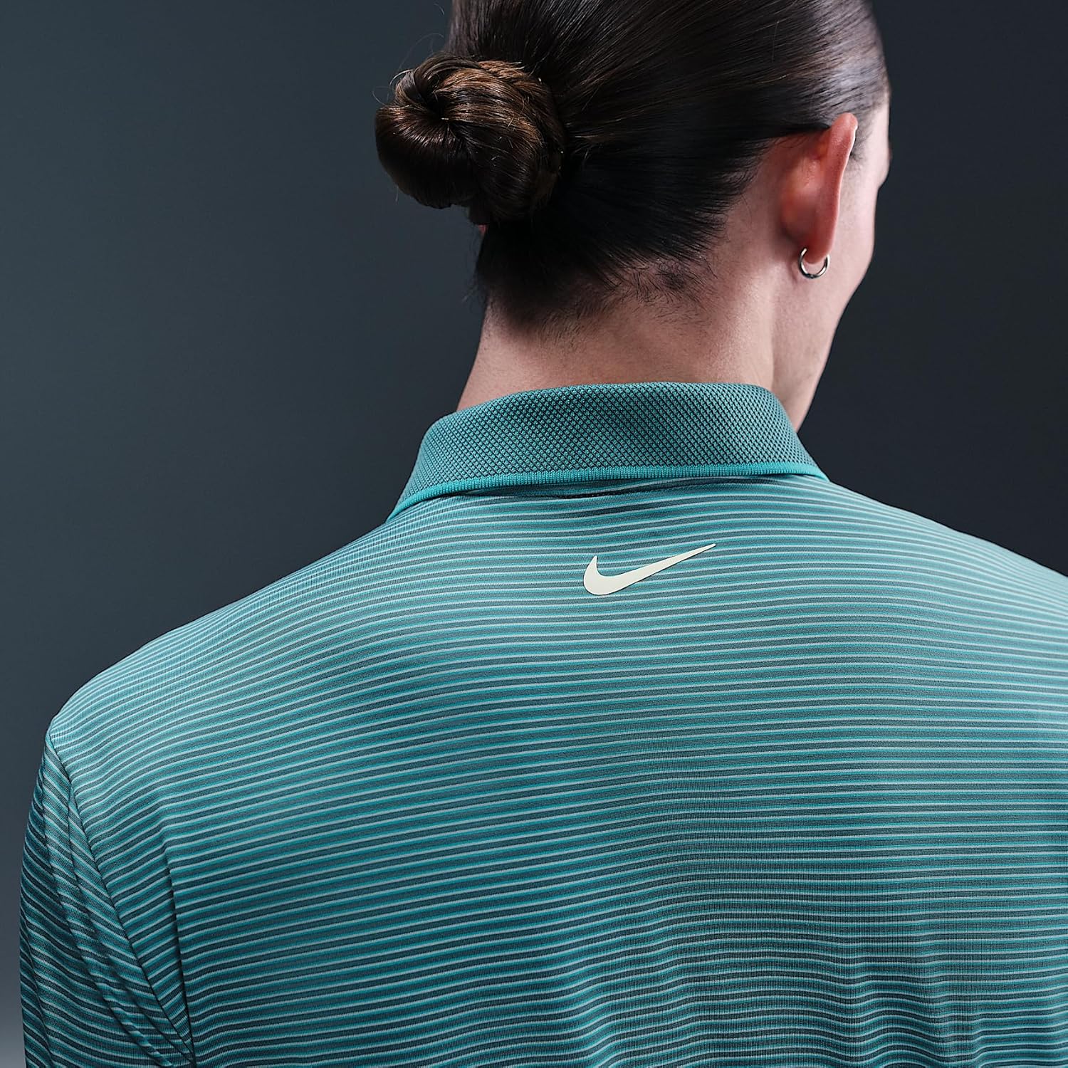Nike Tour Men's Dri-FIT Striped Golf Polo (FZ7479-379, Mineral Teal/Pale Ivory) Size Medium