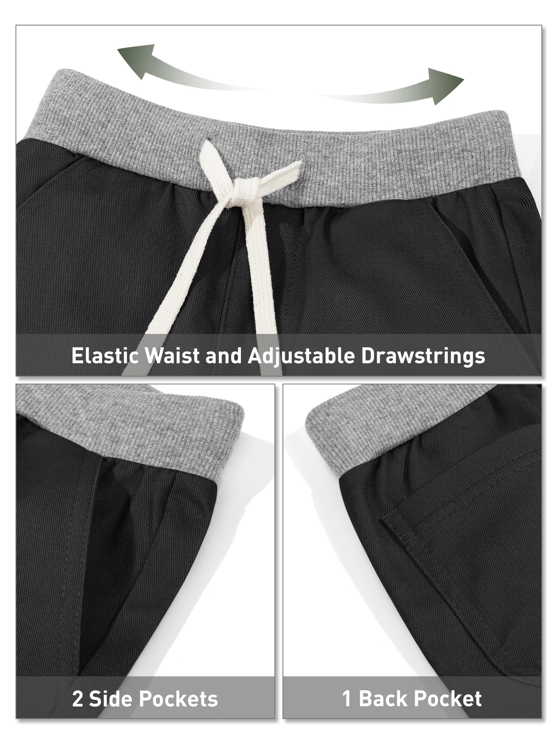 Resinta 3 Packungen Jungen und Kleinkinder Schlupfhose Jungen Uniform Hosen Baumwolle Schlupfhose mit Kordelzug