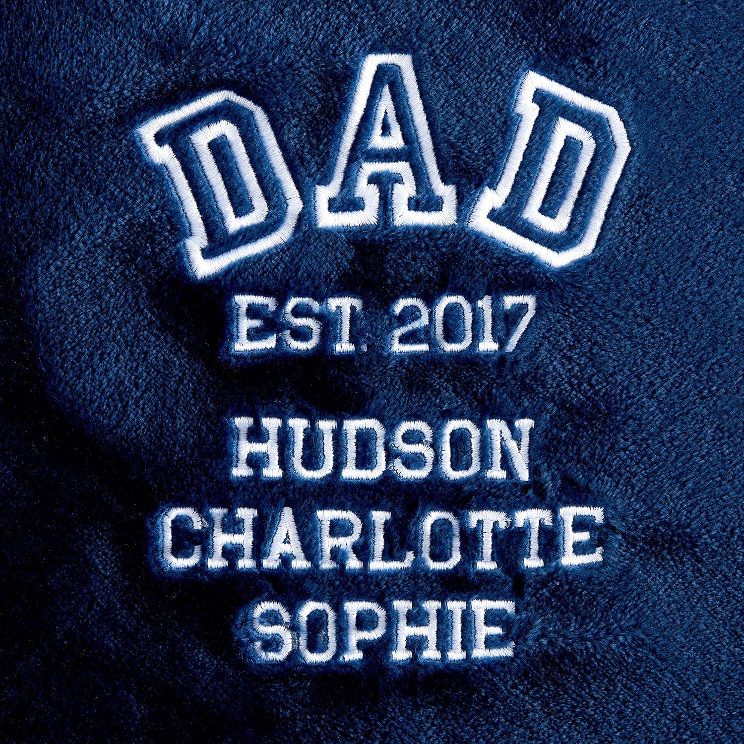 Personalization Universe Dad's Starting Line Up Personalized 50" x 60" Navy Fleece Blanket – Ultra-Soft Polyester – Custom Title, Date & Names – Multiple Thread Colors – Machine Washable