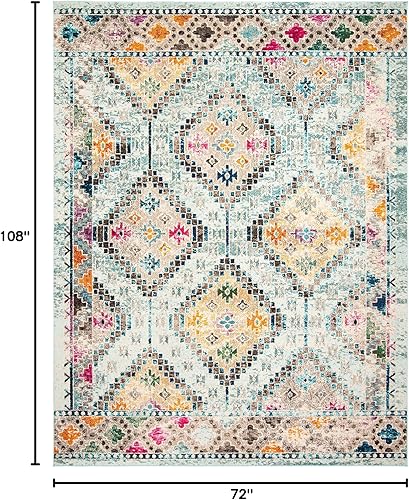 Vista 36 de Safavieh Madison Collection MAD418F - Alfombra de área con diamantes, Polipropileno, Azul Oscuro/Amarillo