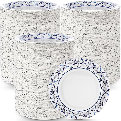 FillTouch Paquete de 400 platos de papel desechables de 7 pulgadas para uso diario, a prueba de remojo, platos de papel pequeños resistentes para disponible en Yaxa Costa Rica