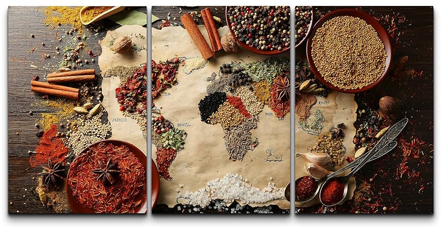 Amazon.com: wall26 - World Map Made from Spices - Canvas Art