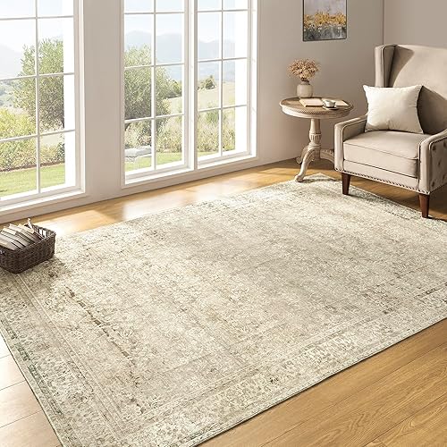 Miniatura 9 de BILEEHOME Alfombra moderna de granja de 5 x 7 pies, lavable, floral, tono tierra, neutro, bohemio, para habitación de bebé, 5 x 7 pulgadas, para