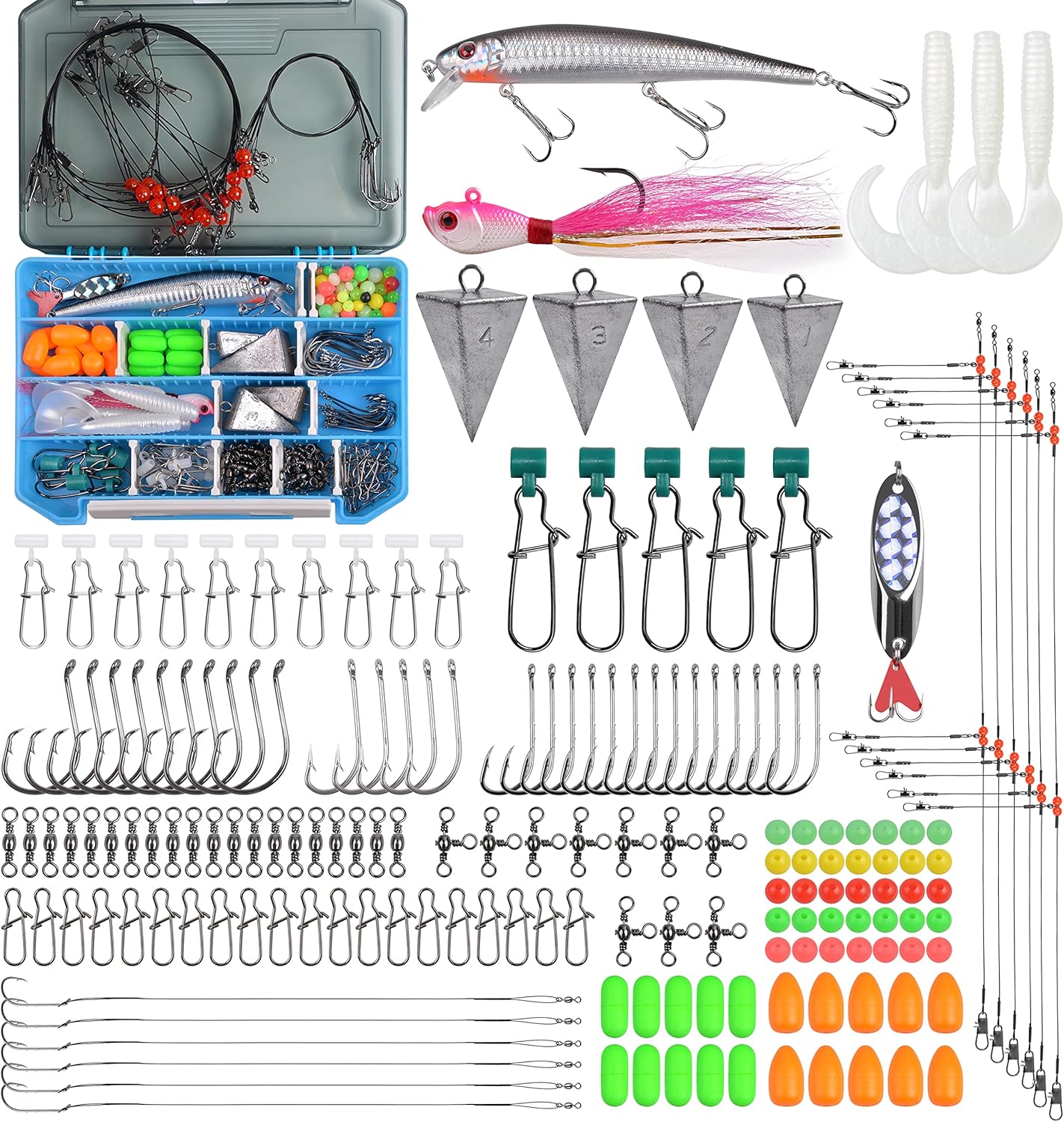 Surf Fishing Tackle Kit, 173pcs Ocean Saltwater Fishing
