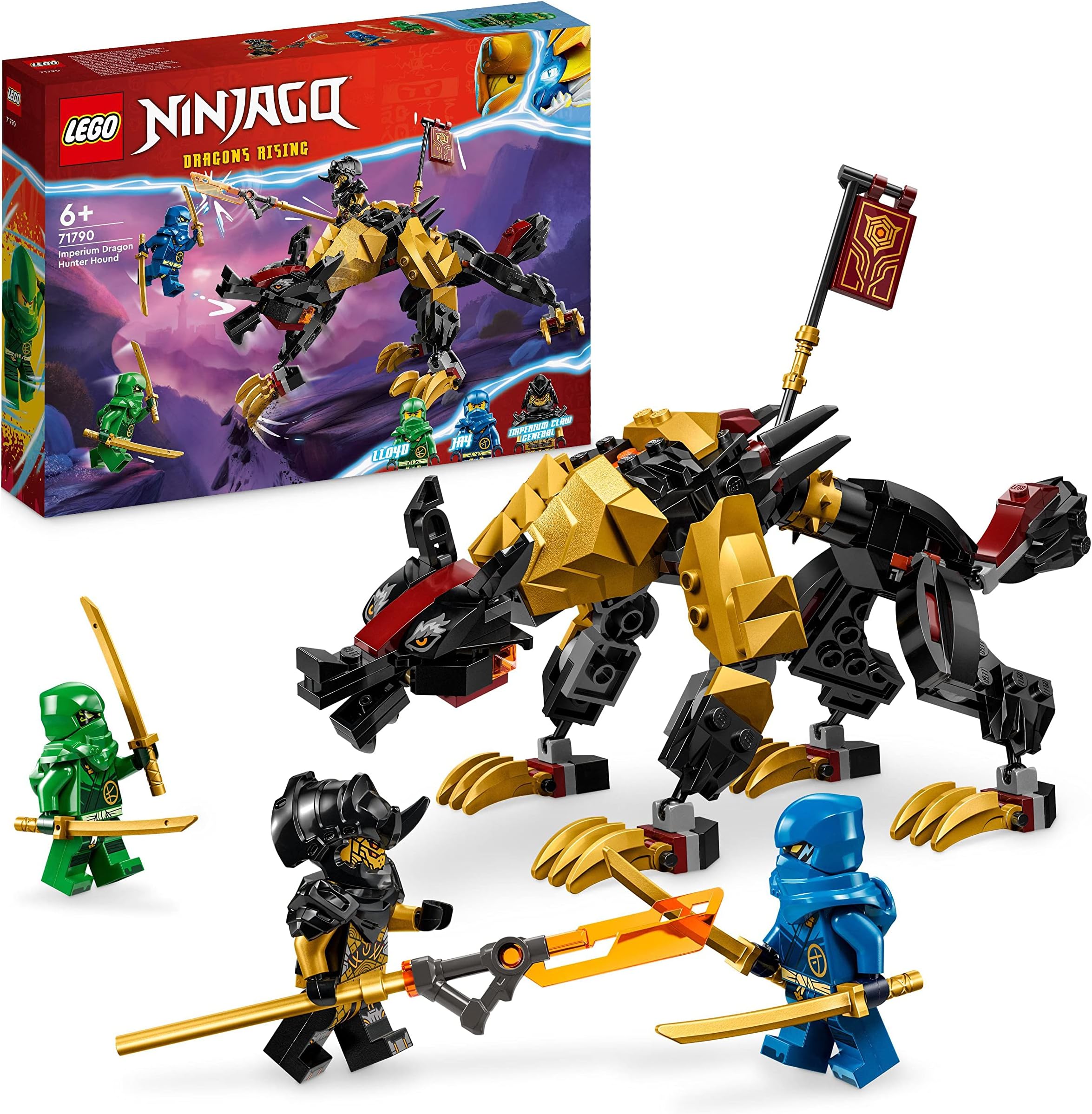 NINJAGO Imperium Dragon Hunter Hound Set, Monster Figure Building Toy for 6+ Years Old Kids, Boys, Girls, Posable Mythical Creature, Ninja Gift with 3 Minifigures 71790