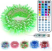 BrizLabs 100 LED RGB Color Changing String Lights 33ft USB Dimmable Remote Fairy Lights for Christmas Halloween St. Patrick's Parties