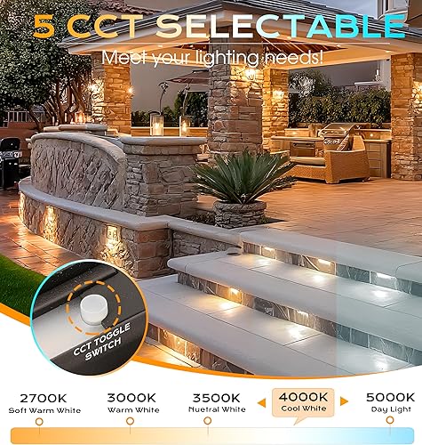 Miniatura 10 de CLOUDY BAY Paquete de 6 7 pulgadas, 12V-15 VACCC, luz de pavimentadora de bajo voltaje, luces de pared de contención al aire libre, IP65