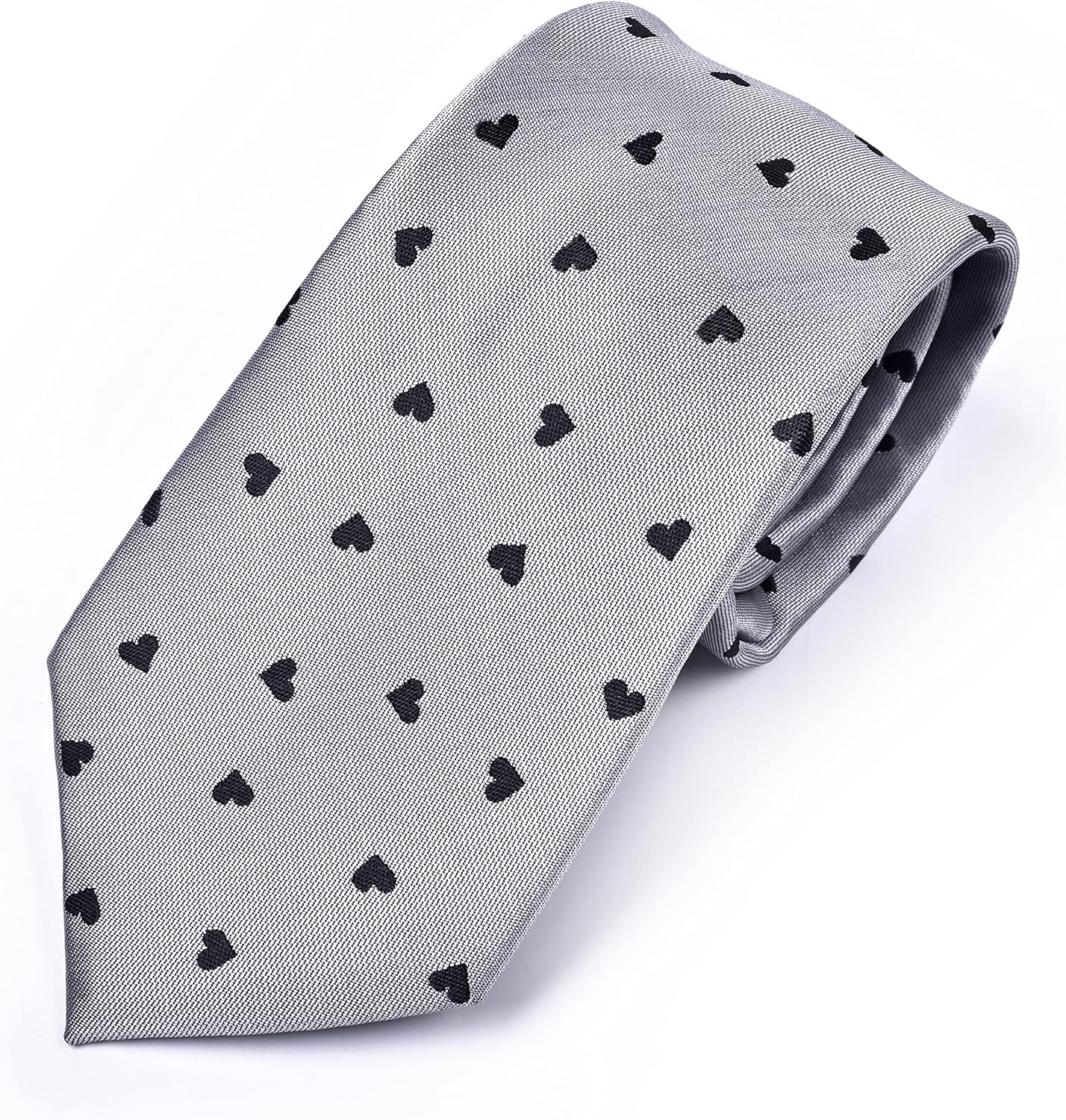 Maker V Men's Valentine's Day Necktie - Heart Necktie - Grey & Black Heart Necktie - Valentine's day Tie for Men -Cardiologist Necktie