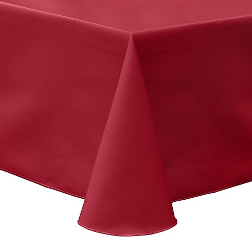 Ultimate Textile Mantel ovalado de sarga de polialgodón 60 x 120 pulgadas, color rojo