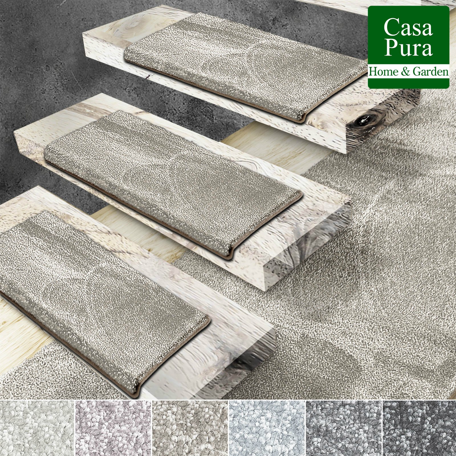 Casa Pura Coprigradini Antiscivolo Per Scale Interne - Set Da 15 Pezzi Semicircolari, Colore Terracotta, 23,5x65 Cm, Morbidi E Fonoassorbenti