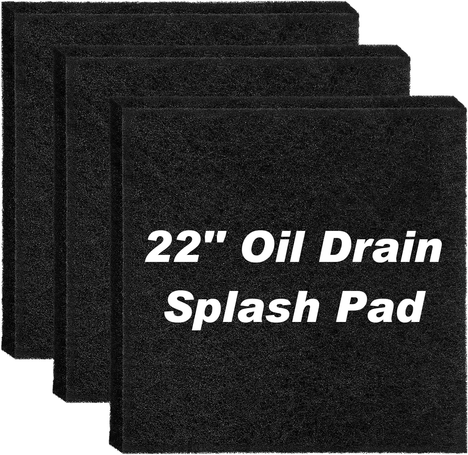 3 Pcs 22'' Oil Drain Splash Pad, Heat-Resistant Square No-Splatter Pad fits Most Oil Drains Anti Oil Splash Pad for Car Oil Changing Drain Pan Transmission, Black