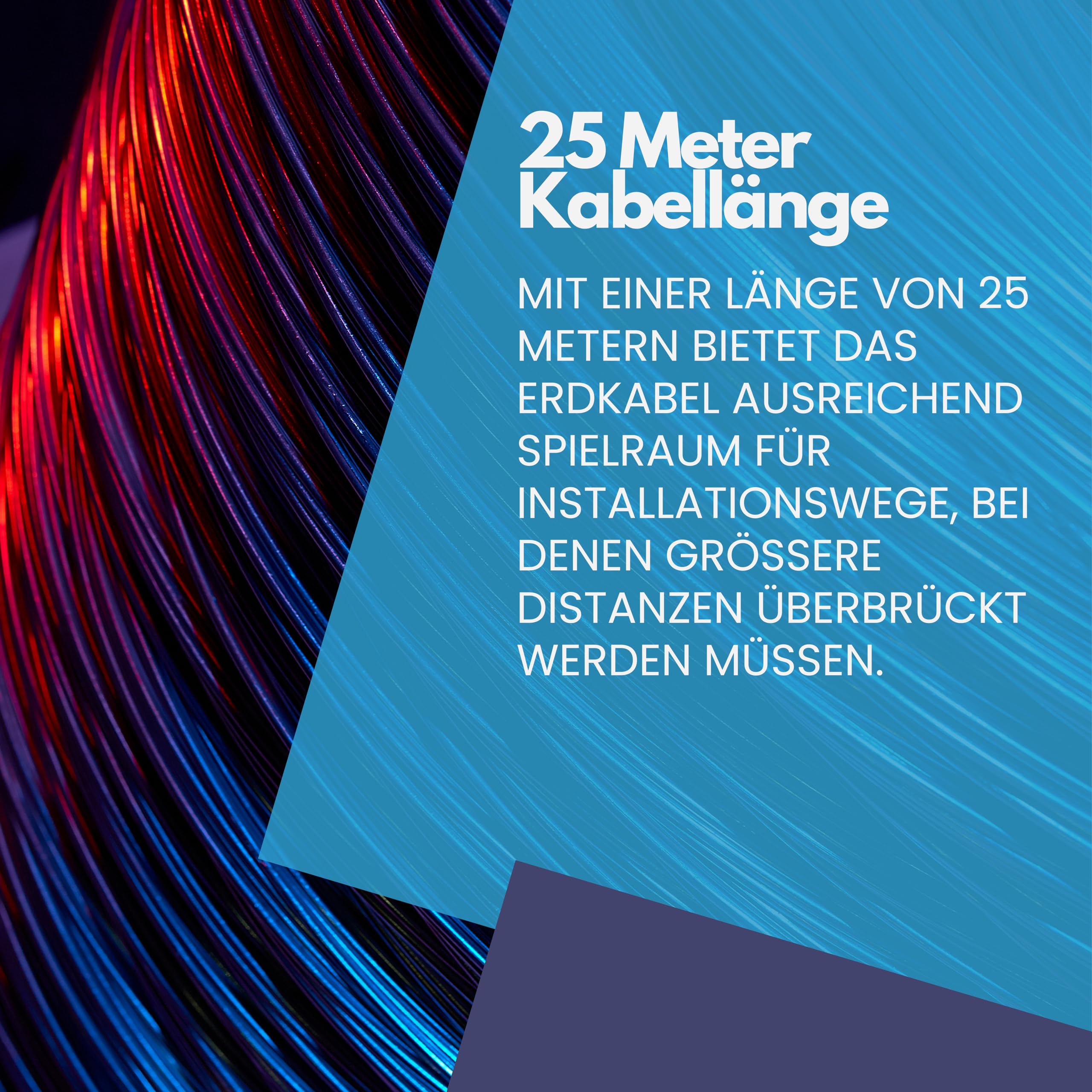 Erdkabel NYY-J 25m 3x2,5 mm² | VDE Starkstromkabel | Verwendung bei Elektroinstallation, im Innen- und Außenbereich, bei direkter Verlegung im Erdreich