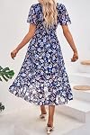 PRETTYGARDEN Women's Summer Floral Boho Maxi Dress Short Sleeve Wrap V Neck Ruffle Long Flowy Beach Wedding Guest Dresses