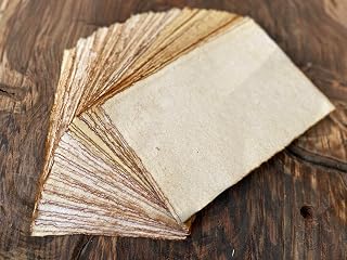 Wanderings Vintage Handmade Deckle Edge Cards 2x3.5" 150GSM 50 Pack - Blank Recycled Cotton Paper for Crafts, Place Cards, Invitations