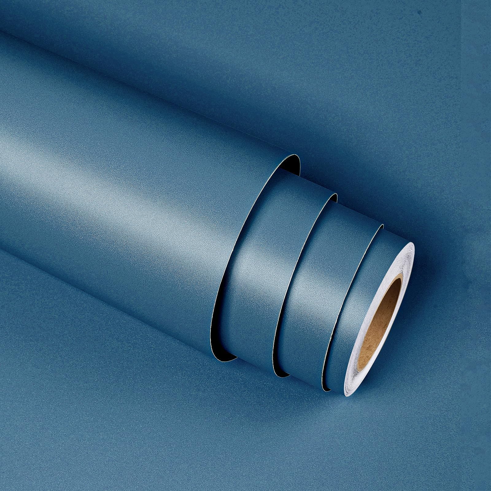 Stickyart Wallpaper Bedroom Blue Matt Wallpaper 60 cm x 400 cm Wallpaper Self-Adhesive Thick Blue Film for Kitchen Worktop Washable Furniture Film Self-Adhesive Decorative Film for Bathroom Kitchen