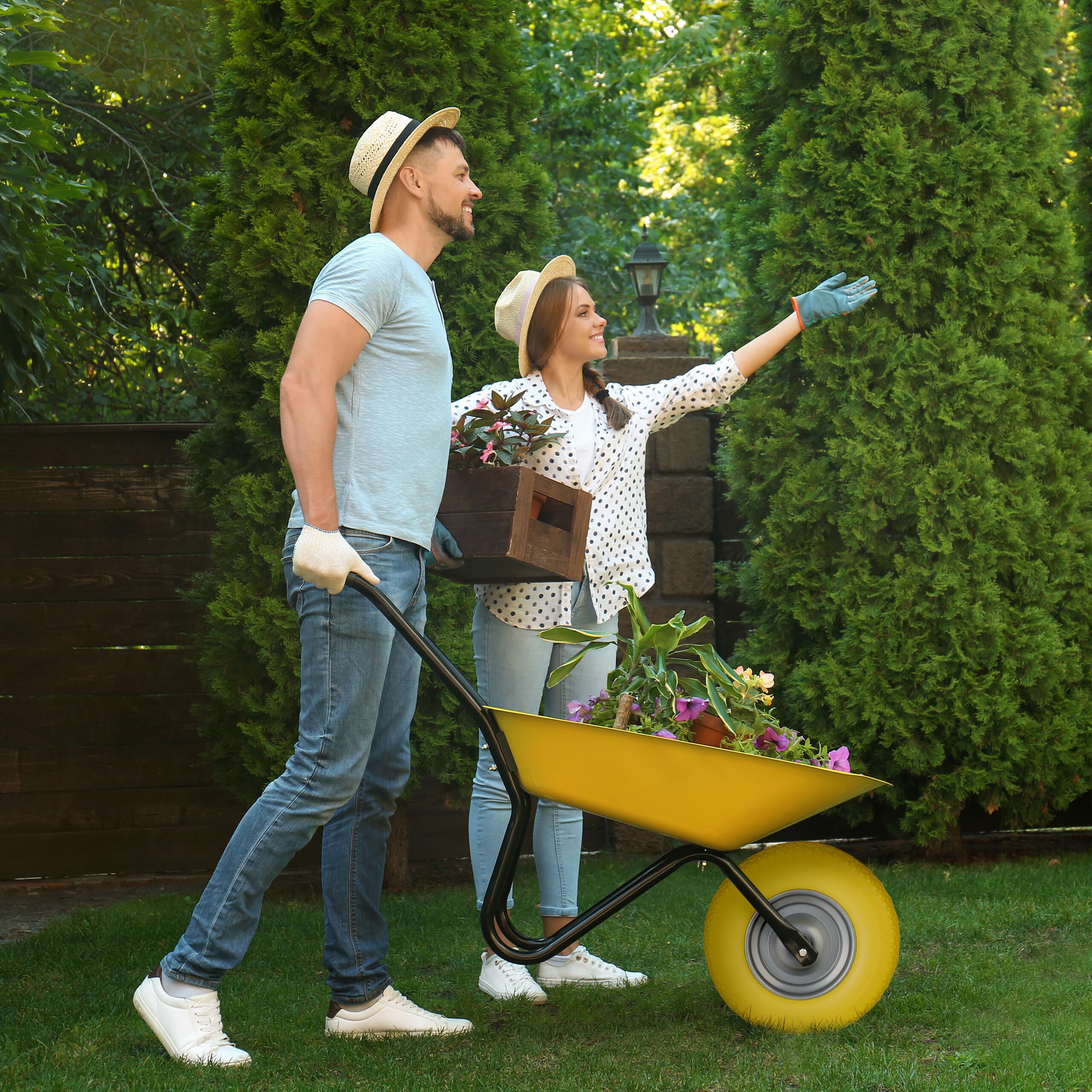 Ruota Per Carriola Antiforatura Gialla - Gomma Resistente, Diametro 24cm - Foto 6