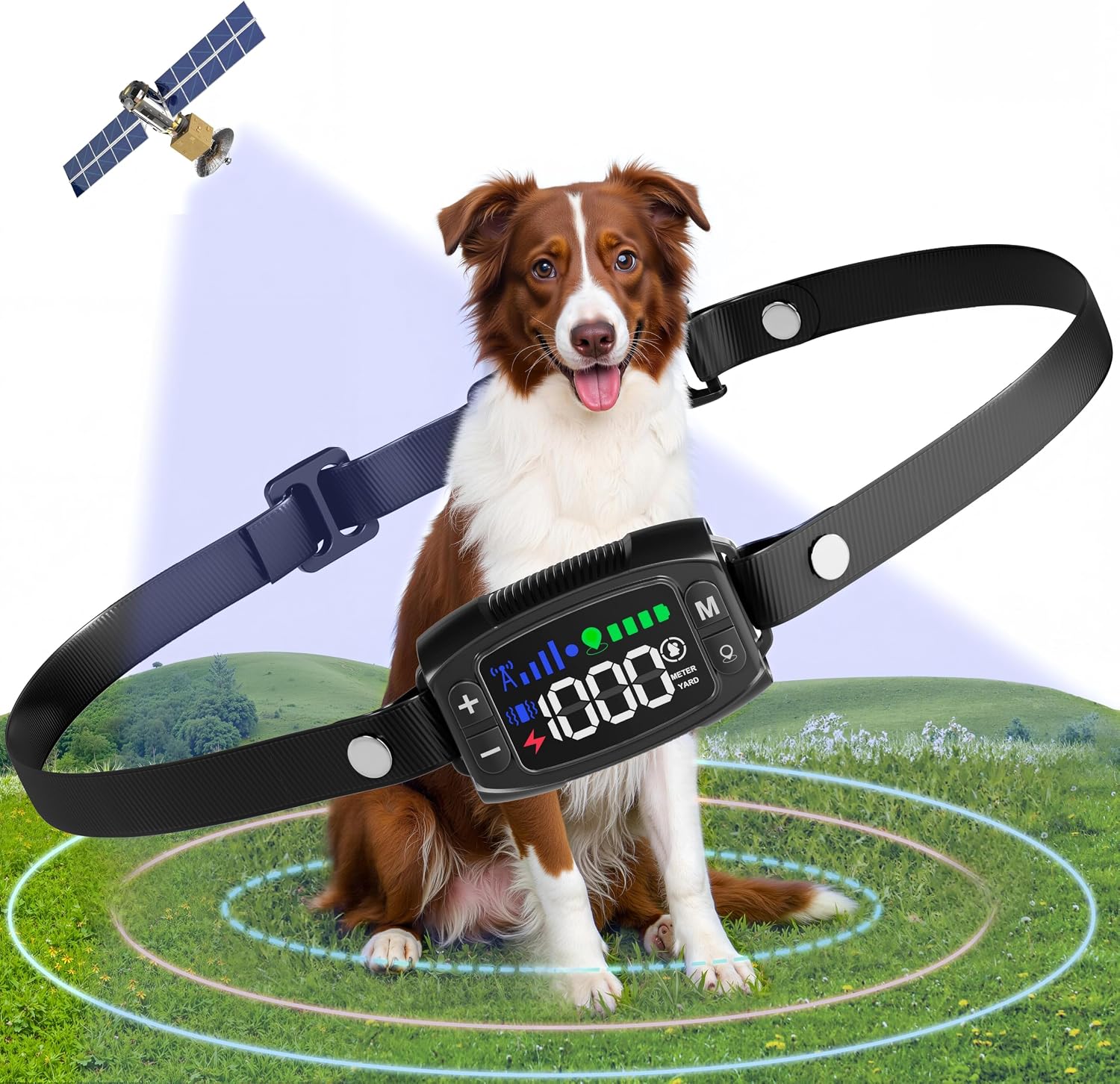 GPS Wireless Dog Fence System, Rechargeable Electric Fence for Dog | IPX6 Waterproof, Adjustable 33–1000 yd Range, Safe Warning Modes,Pet Safe Outdoor Containment for Most Breeds