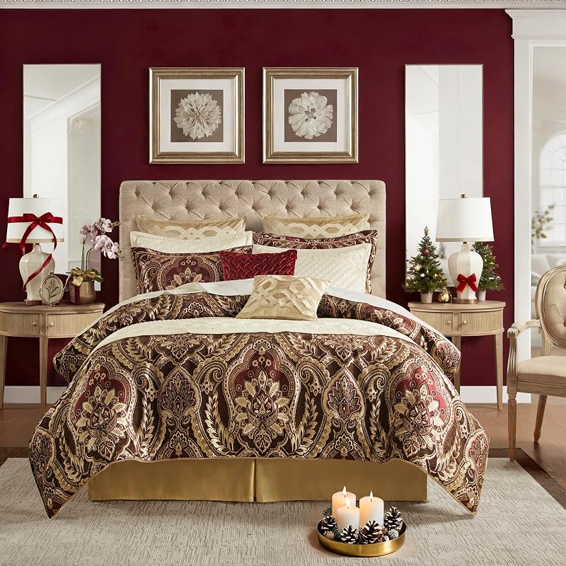 Croscill Classics Julius Chenille Jacquard King Comforter Set, Burgundy