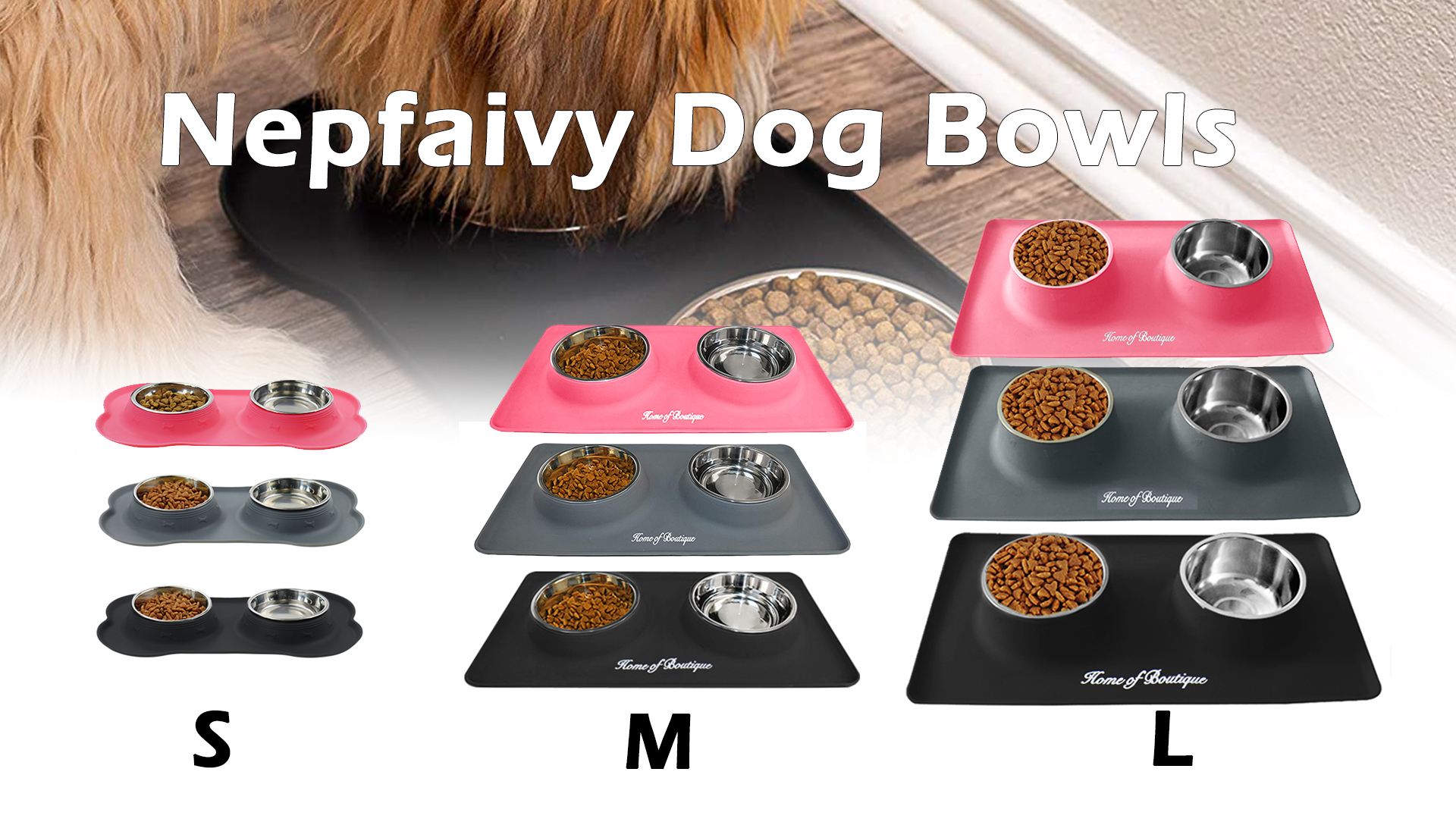 Ciotole Per Cani E Gatti MOACC - 2x400ml Acciaio Inox Con Tappetino Silicone Antiscivolo - Foto 2