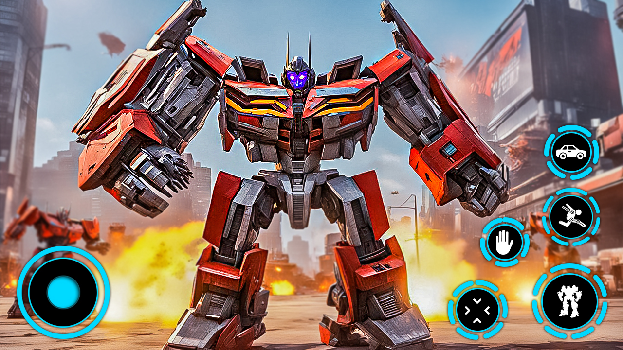 本物の米国警察ロボットカートランスフォーマーゲーム：究極のオープンワールドヒーローズウェポンマスターバトルスーパーフライングマルチ