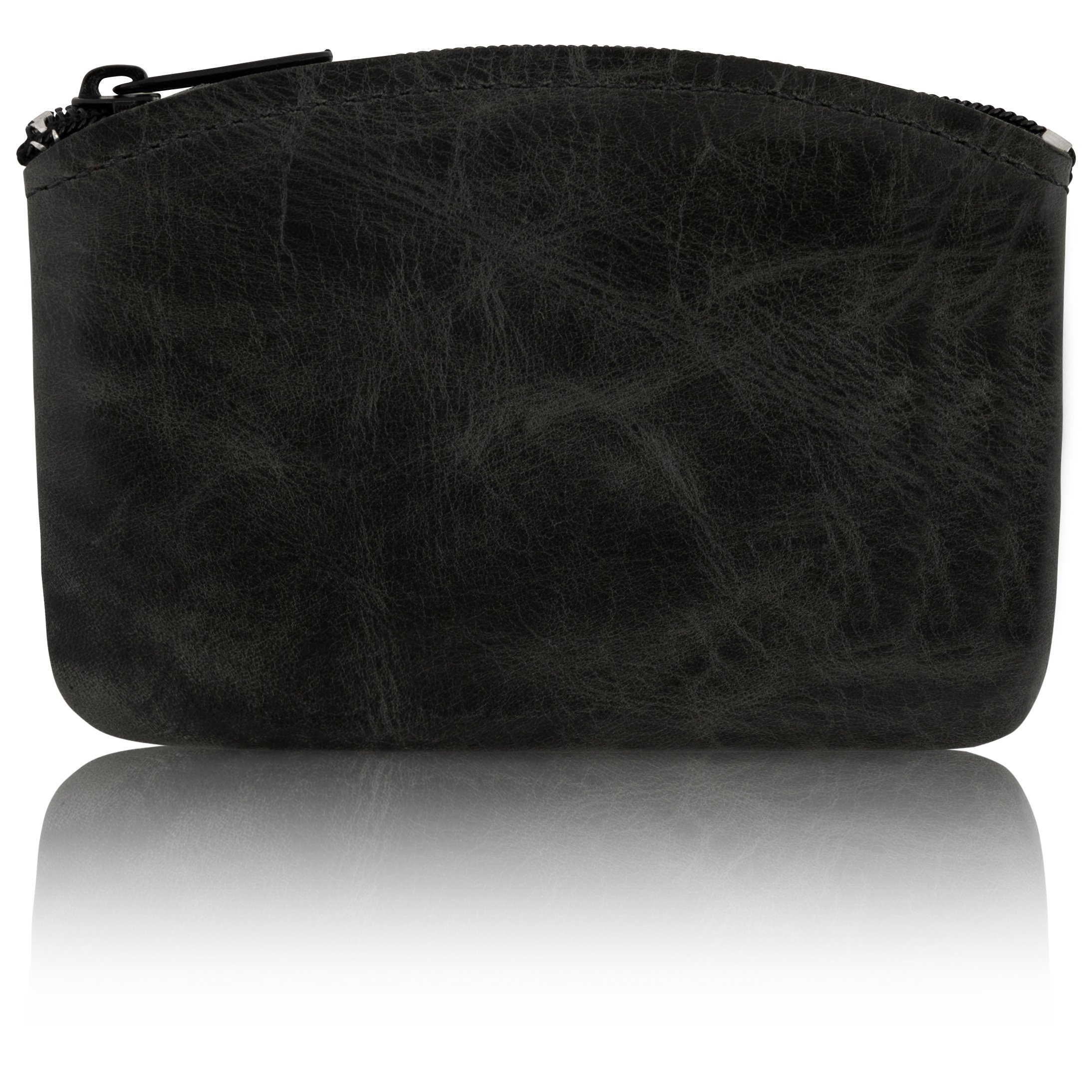 Genuine Leather Large Coin Purse for Women, Change Purse Zipper Wallet For Men Size 5x3 U.S.A. Made By Nabob Leather