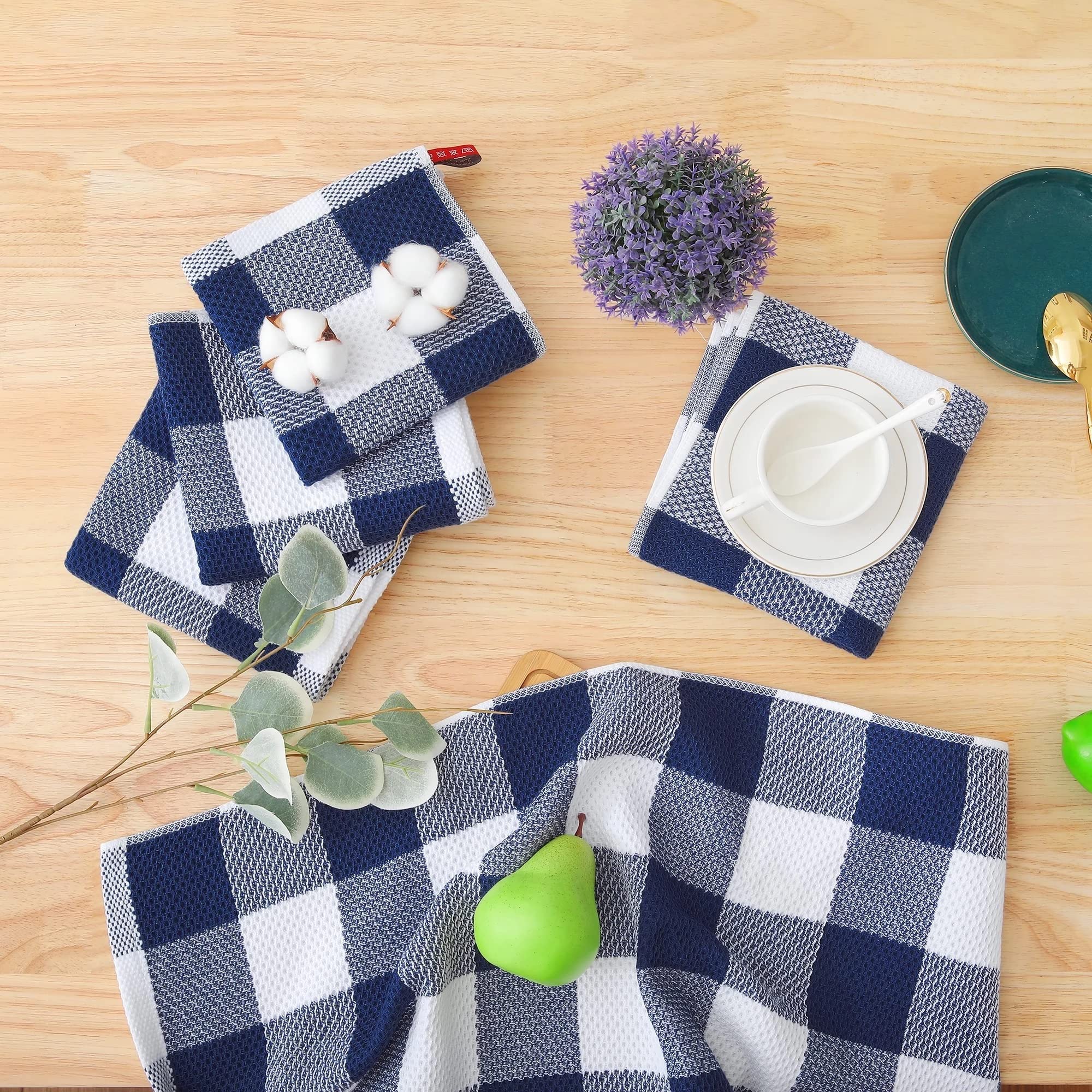 Paño de cocina de algodón para cocina y hogar, toalla de cocina suave y absorbente con lazo para colgar, herramientas limpias reutilizables (color: paquete de 3, tamaño: 6 piezas) (6 piezas plateada