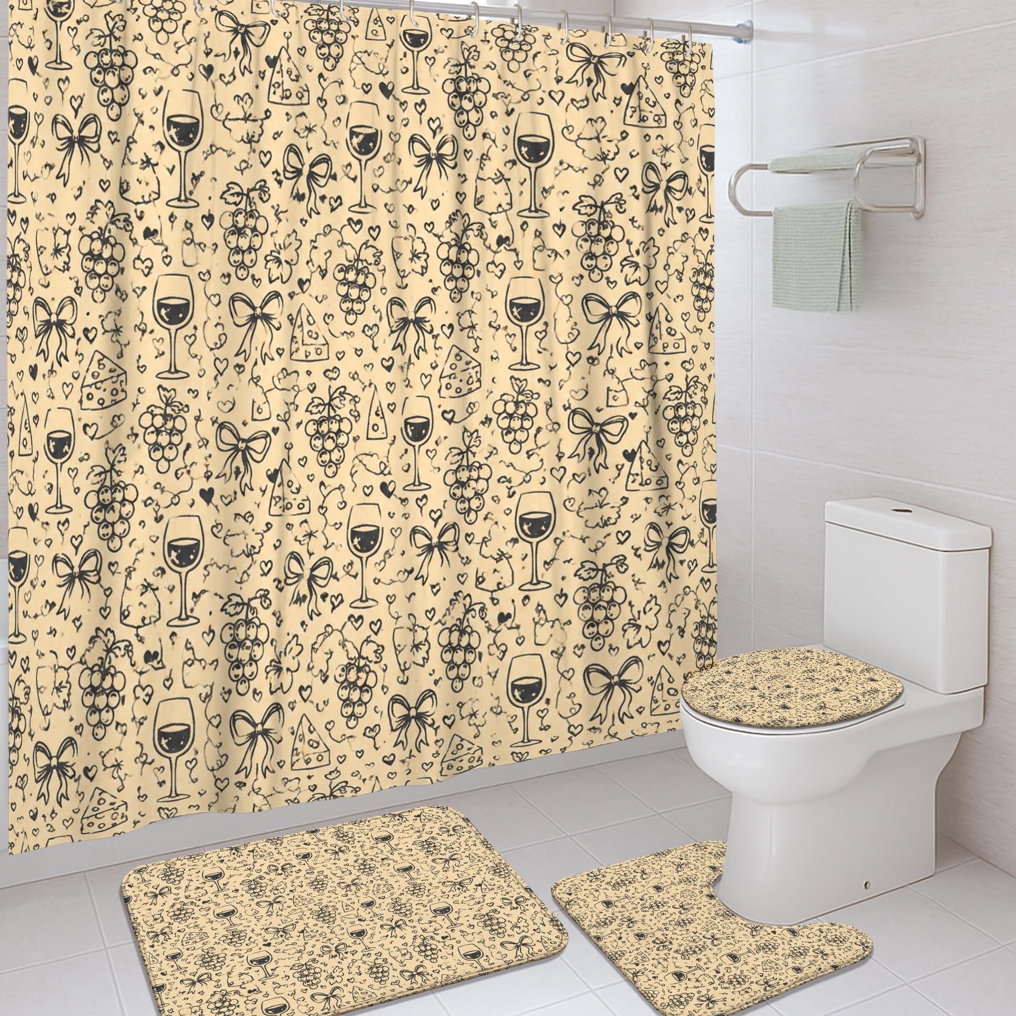 Rideau de douche anti éclaboussures beige pour éviter les sols mouillés