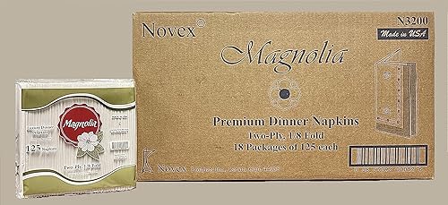 Magnolia Servilletas de cena brillantes de 2 capas para todas las ocasiones, plegado 1/8, 18 paquetes de 125 cada uno, 15 x 16.5 pulgadas,