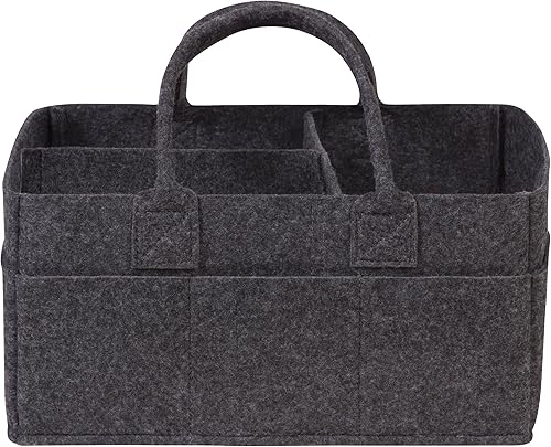 Sammy & Lou Organizador plegable de fieltro gris carbón, diseño dividido para mantener organizados pañales, toallitas y artículos para cambiar, dos