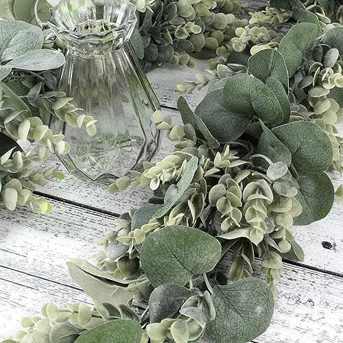 Vista 3 de FLORLAB 6.2 Ft Long Faux Eucalyptus Greenery - Wedding Arch Summer Decor - Lambs Ear & Magnolia Garland